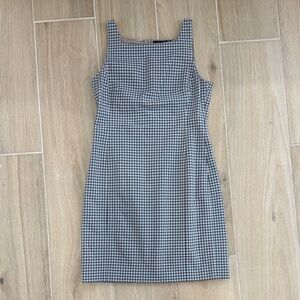 Theory Black and White Gingham Midi Sheath Dress